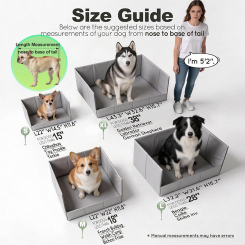 HQ4US 4LEGS Seamless, Dog Litter Box, Pee Pad Holder Foldable, Indoor Dog Potty Tray for Puppy & Medium Dogs, High
