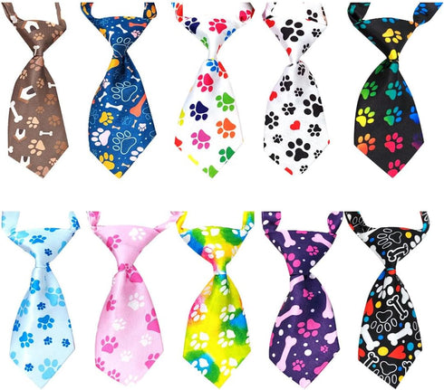 PET SHOW 10pcs Pack Paw Small Dog Neckties for Dogs and Cats, Adjustable Holiday Grooming Accessories