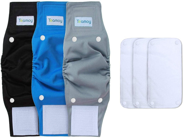 Teamoy Belly Bands for Male Dogs, Reusable Washable Puppy Dog Diaper Wraps, Pack of 3, M