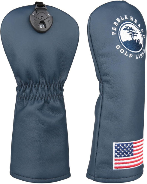 OGECLF Blue Leather with Embroidery Golf Club Driver Fairway Wood Hybrid Head Covers - 1, 3, 5, UT Covers