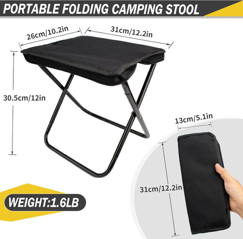 12in 1.6Lbs SUNPRO Camping Stool, Portable Folding Stool with Carry Bag, Portable Folding Chair Collapsible Camp Stool