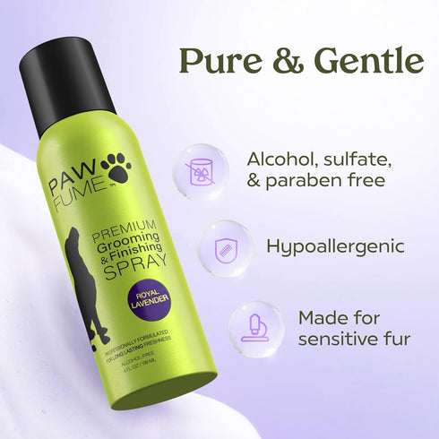PAWFUME Dog Detangler Grooming Spray, Royal Lavender, 1-Pack – Hypoallergenic, Alcohol-Free, Moisturizing for Coat Care