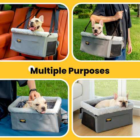 20lbs, Conlun Dog Car Seat Booster for Small Pet Under Portable Travel Puppy Car Seat with Internal Steel Frame