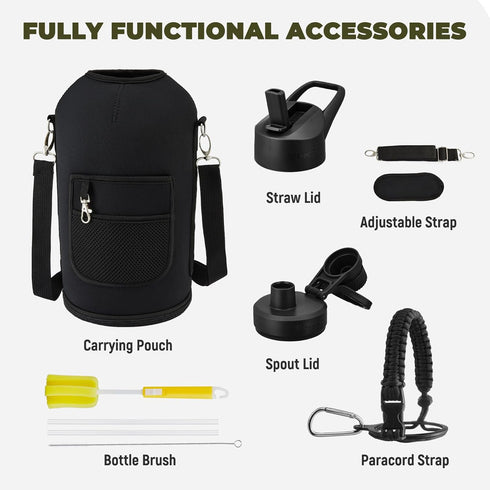 128oz 1 COKTIK Insulated Water Bottle - Stainless Steel Vacuum Metal, Portable Gallon Large-Capacity Sports Bottle