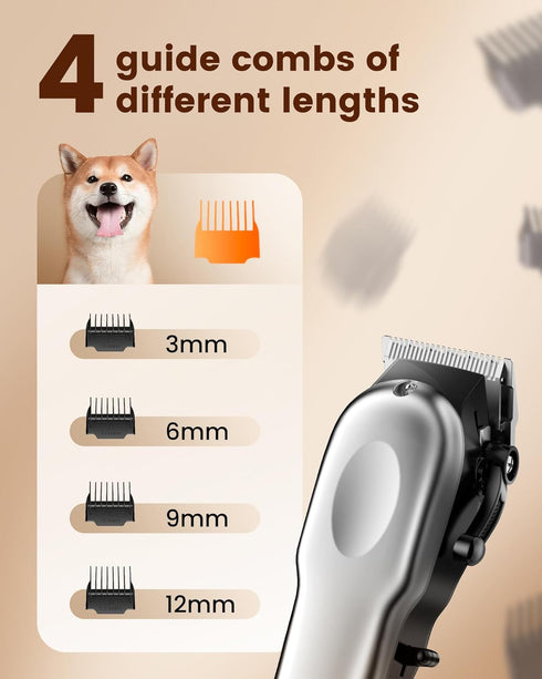 Trimmer, PAPMINI Dog Grooming Kit With Paw Low Noise Cordless Clippers for Thick Hair, Rechargeable Shaver for Pets