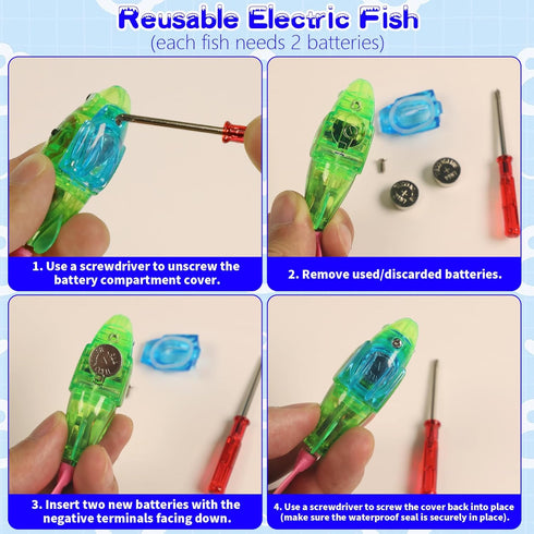 3 Swimming Swimming uniro Cat Pool Toy with Fishes - LED Fish Toys for Cats Robo Fish with Flashing Lights- Foldable
