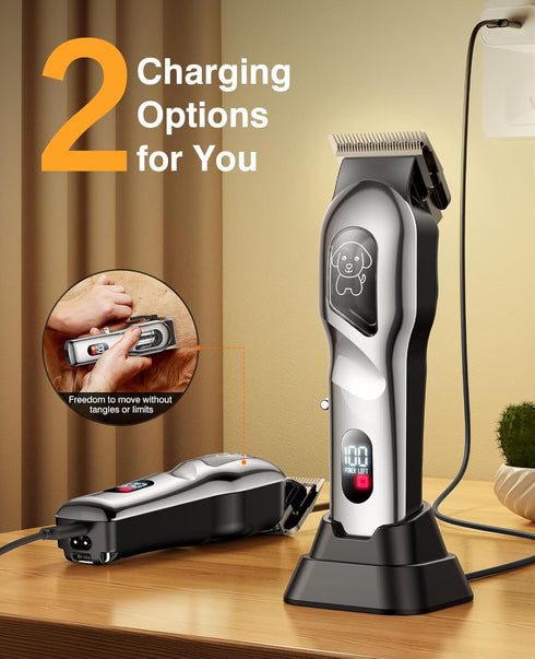 mearens Trimmer Trimmer Dog Clippers for Grooming, Dog Grooming Kit for Heavy Thick Hair, Low Noise Cordless Pet Hair