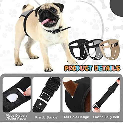 Reusable Female Dog Diapers for Heat Cycle - Grey XL