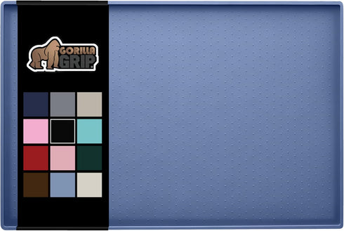 Gorilla Grip 100% Waterproof Raised Edge Silicone Pet Feeding Mat - Dog Cat Food Mats Protect Floors, 16x10, Blue