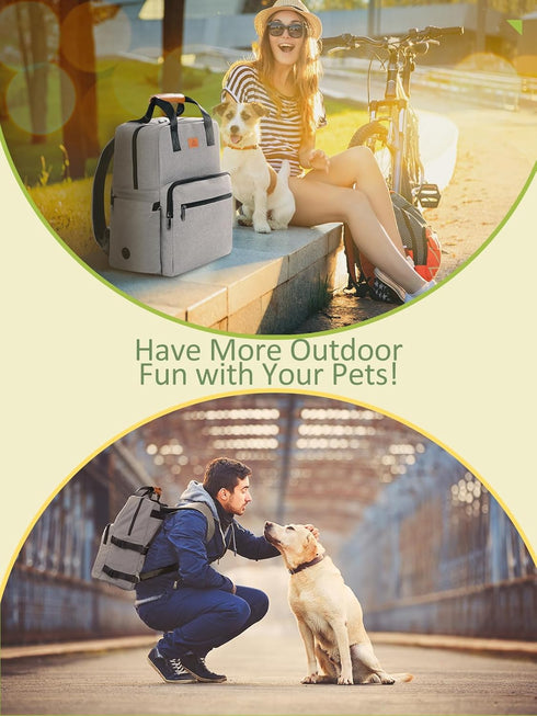 Set: 25L Backpack 2 2 1 Dog Travel Bag All-in-One DELOMO Airline Approved Dog Travel with Food Containers + Collapsible