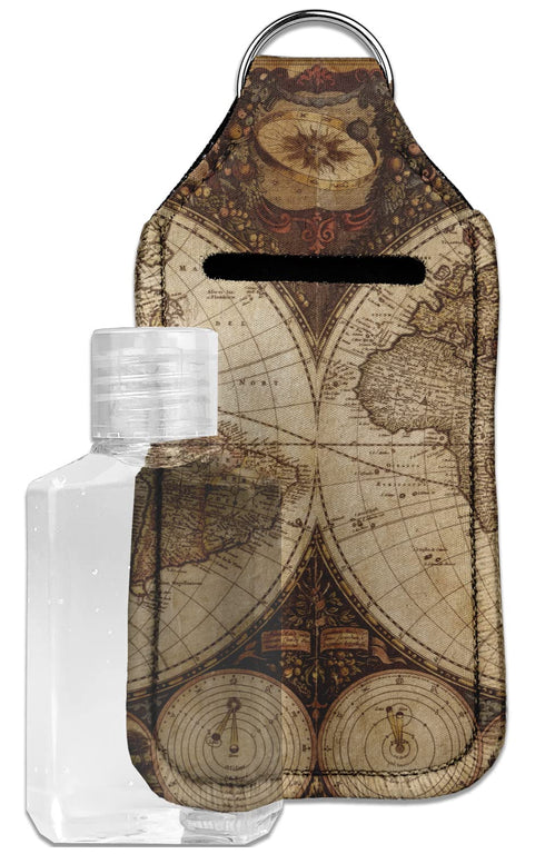 Vintage World Map Hand Sanitizer & Keychain Holder - Large