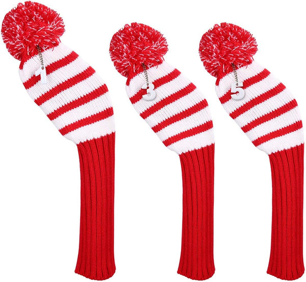 Golf Head Covers Set for Driver Woods Fairway Hybrids, Long Neck with Number Tags 1 3 5 (3pcs)