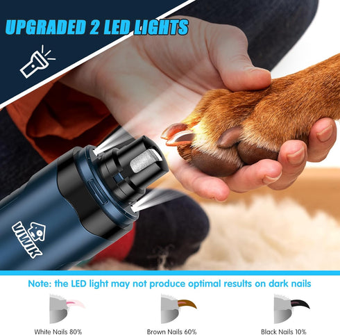 Trimmers 2-Speed VIWIK Dog Nail Grinder, Dog Nail with LED Lights, Pet Nail Clippers Kit for Large Medium Small Dogs