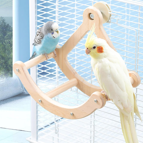 Bird Perch Toy, Interactive Rocking Parakeet Toys and Perches, Wooden Exercise Cockatiel Toys, Intelligence Birds