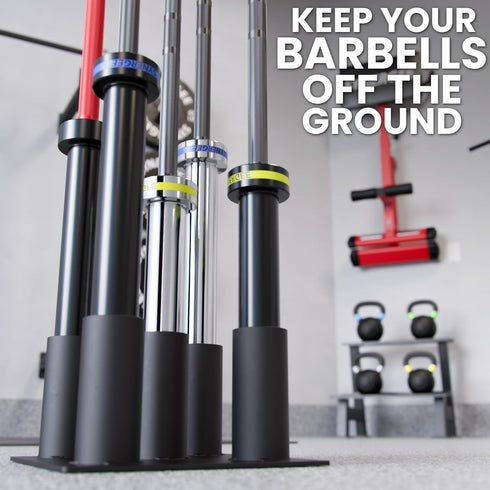 5 Commercial, 5 Synergee Barbell Holder Storage & Organization for Home, & Garage Gyms. Holds Bars, EZ Curls, Hex Bars.