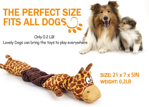 Squeaky Dog Toys for Boredom, No Stuffing Tug-of-War Toy with Crinkle Paper, Interactive Elastic Puppy Toys for All