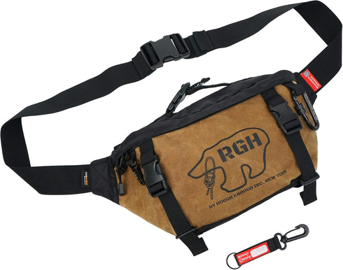 Rough Enough Tactical Fanny Pack for Men, Large Crossbody Waist Bag for Hunting, Hiking, Fishing in Military Khaki