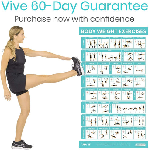 Vive Bodyweight Exercise Poster, Laminated Workout Poster for Home Gym Decor, No Equipment Needed