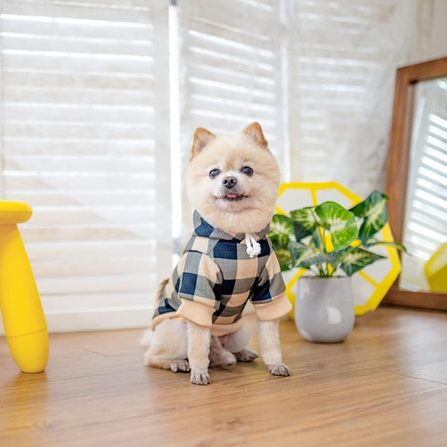 KOOLTAIL Plaid Dog Hoodie, Pet Clothes Sweater with Hat and Pocket for Small Medium Large Dogs, Soft Winter Coat