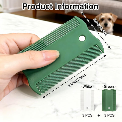 Attkryy 6-Piece Set Double-Sided Dog Cat Grooming Comb for Short Hair, Flea Removal and Daily Coat Care