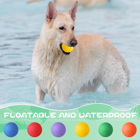 12 Pieces Colorful Rubber Dog Balls Tennis Balls for Fetch Training, 2.4 Inch Interactive Bounce and Floatable