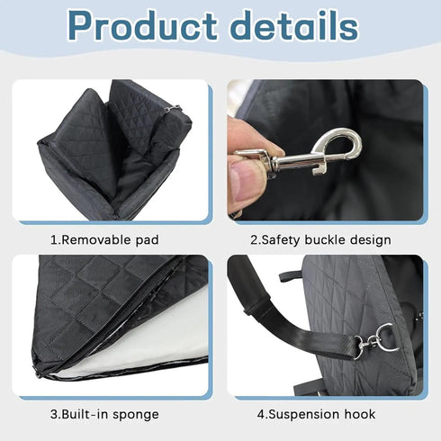 35lbs,Detachable 2 Dog Car Seat for Small Medium Dogs - Memory Foam Seat with Cushion for Pets Under & Machine Washable
