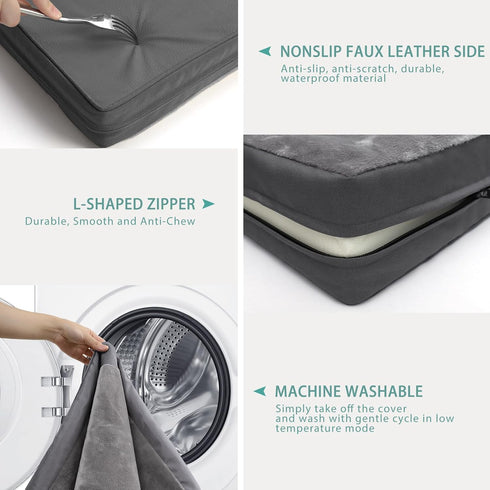 Vonabem Waterproof Dog Bed for Large Medium Dogs, Washable Orthopedic Foam Pet Bed with Removable Cover, 36 inch, Gray