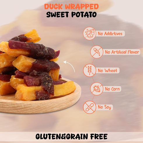 11.6 oz Annika Duck & Sweet Potato Wrapped Dog Treats Healthy Low Fat, High Protein Jerky Chews, Grain-Free Training