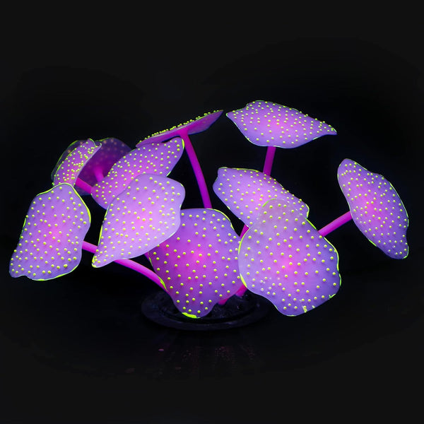 Uniclife Silicone Coral Plant Decorations, Glowing Artificial Ornament for Fish Tank, Yellow Ball Shape
