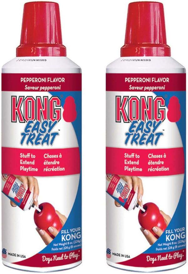 KONG Easy Treat Pepperoni - 8 oz Spreadable Dog Treat Paste for Lick Mats, Slow Feeder, Dog Enrichment (2 Pack)