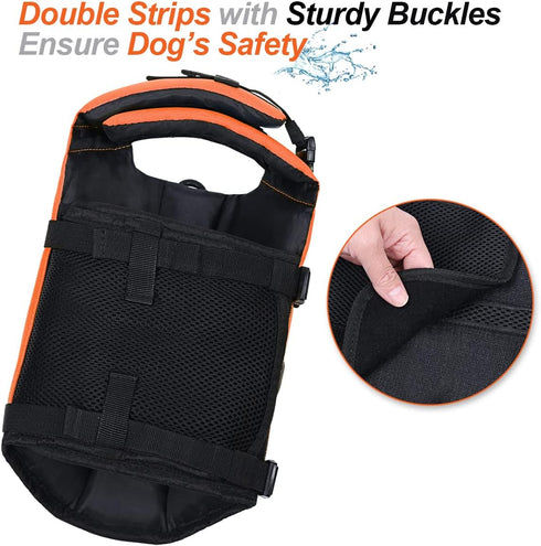VIVAGLORY Front Float Dog Life Vest, Dog Jacket for Swimming & Boating, Ripstop & Buoyancy for Puppy, XXS, Bright Orange