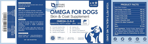 3 180 NATURE TARGET Omega Fish Oil for Dogs, Salmon Oil for Dogs Skin and Coat with EPA & DHA Fatty Acids, Dog Itchy