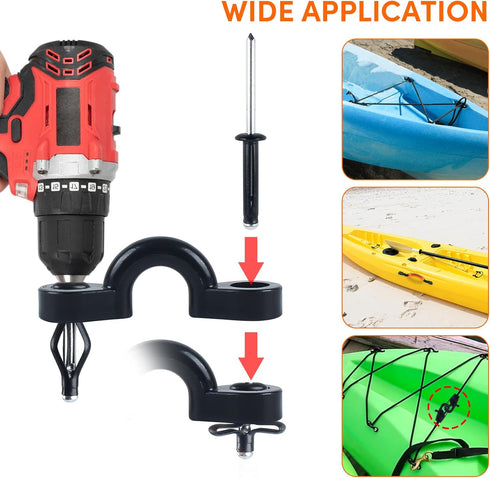 Kayak Carry Handle Rigging Kit with 19.7 FT 5mm Elastic Bungee Cord, Pad Eyes, J Hooks, Screws for Kayaks