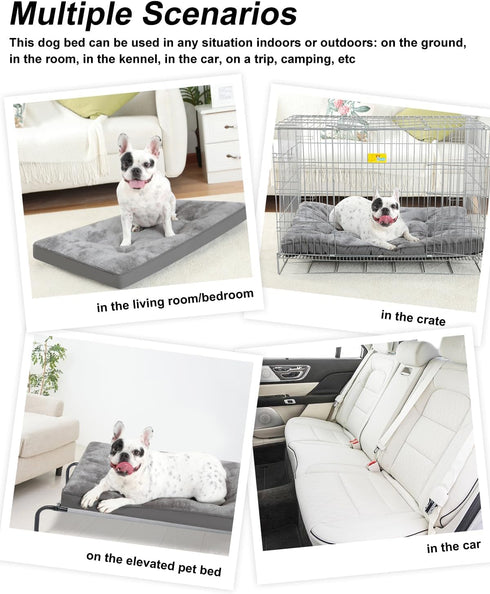 Dog Bed for Crate, Washable Medium Size Plush Dog Kennel Pad, Anti-Slip Sleeping Mat, 29x18 Inch, Grey