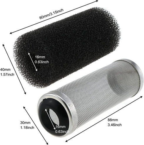 Stainless Steel Aquarium Filter Guard, 16mm Pre-Filter Sponge Protector Cover Kit for Fish Tank Inlet