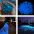 520 PCS Glow Stone, Glow in Dark Gardon Pebbles Luminous Rocks for Walkways Yard Aquarium Fish Tank Decoration Powered by Light and Solar Glow Stones (Blue)