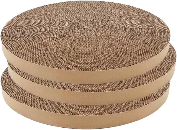 Cat Scratching Board for Indoor Cats, Round Cat Scratcher Refill, Natural Recycled Corrugated Cardboard - 3 Count
