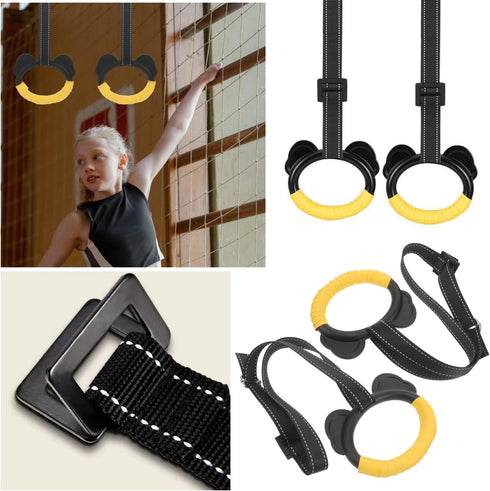 SquEqu Kids Gymnastic Rings with Adjustable Straps Pull up Olympic Rings for Kids Pull Up Bar Doorway Chin up Bar
