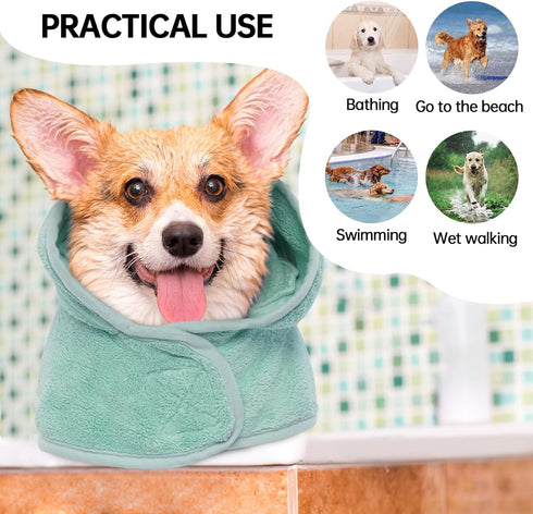 Dog Bathrobe Dog Drying Coat, Microfibre Material Fast Drying Super Absorbent Dog Bath Towel, Magic Sticker & Belly