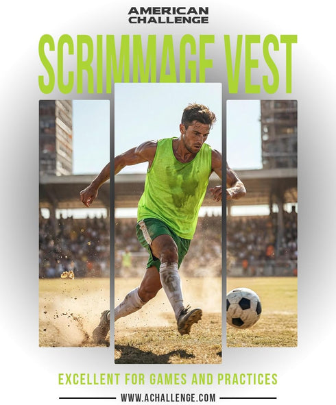 (10-Pack) Scrimmage American Challenge Soccer Pinnies Mesh Jersey Vest for Practice, Soccer Pennies and Training Bibs