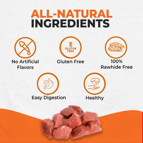 5 Pack 7 Inch 50-75lb Canine Naturals Beef Chew - Rawhide Free Dog Treats - Made with Real Beef - Poultry Free Recipe