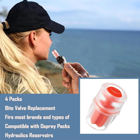 Replacement Bite Valve Mouthpiece for Hydration Pack Bladder Water Backpack, 4-Pack with Shutoff Valve and Tube O-Ring