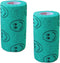 Vet Wrap Tape (Teal with Smiles) (2 Pack) (2 Inch x 15 feet) Self-Adhesive Cohesive Flex Bandage for Pets