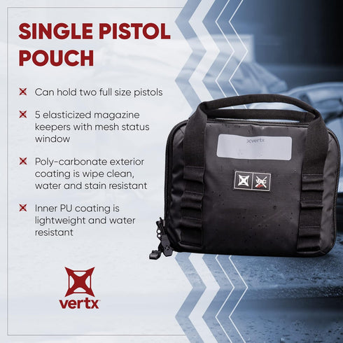 Vertx VTAC Soft Pistol Case, Tactical Gear Travel Accessories with Mag Holder, Black (F1 VTX5709)