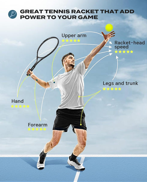 HIRALIY Adult Recreational Tennis Rackets, 27 Inch Super Lightweight for Student Training, Includes 3 Tennis Balls