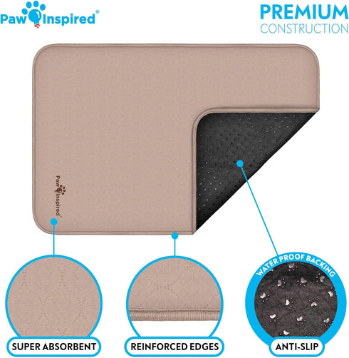 (2 Pack), 42-Inch (41x28 Inch, Pack 2) Paw Inspired Washable Crate Liners for Dogs Leakproof, Non-Slip Pee Pads