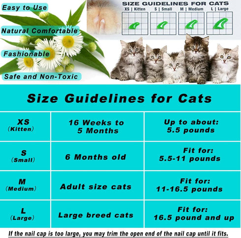 VICTHY 120pcs Cat Nail Caps - Cat Nail Covers with Adhesives and Applicators (Large)