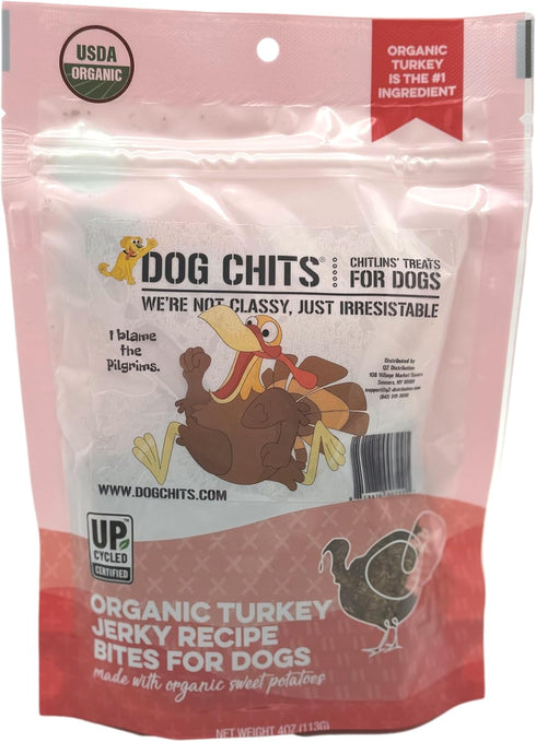 Dog Chits Turkey and Sweet Potato Soft Chew for Dogs, Organic Treats, Made in USA, 4 oz.