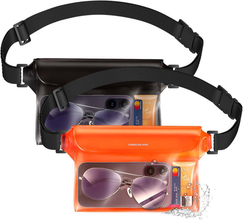 UNBREAKcable Waterproof Phone Pouch with Adjustable Waist Strap- 2 Pack, SGS IP68 Waterproof Waist Bag
