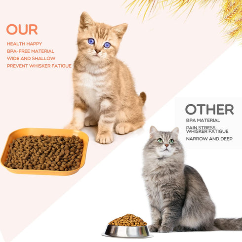 Cat Bowls, 6 inch Cat Food Bowl, 4Pcs Whisker Fatigue Free Dishes, Shallow Bowls for Indoor Cats